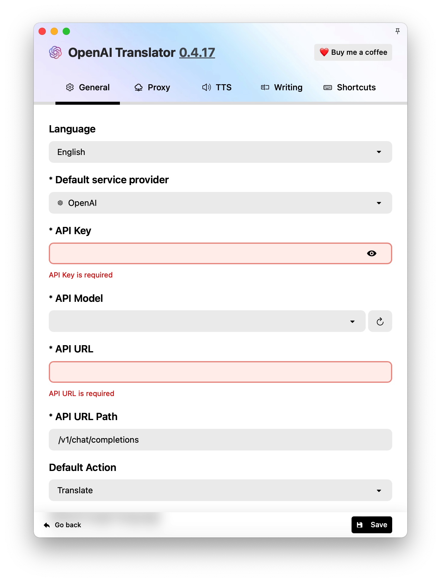 open-traslator Config